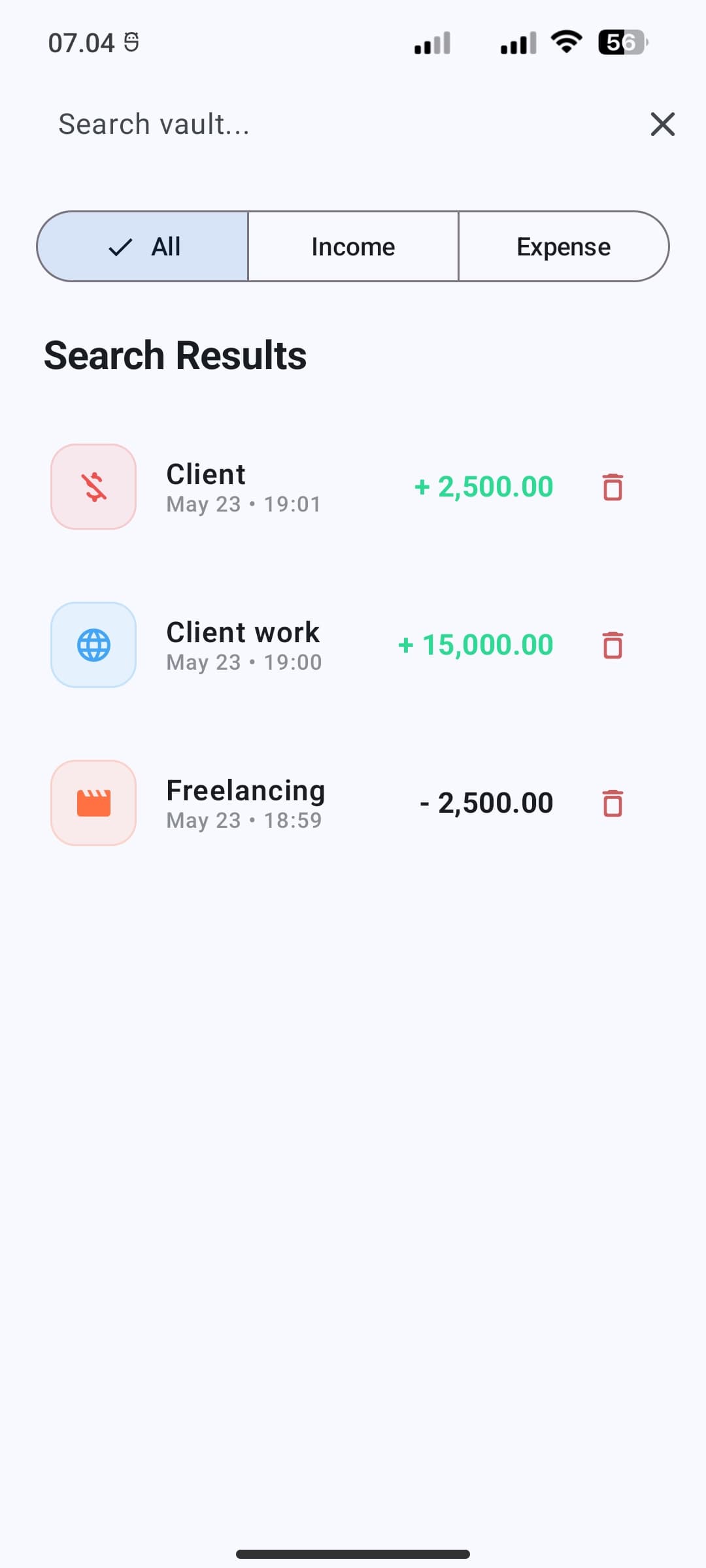 Tralance mobile search vault