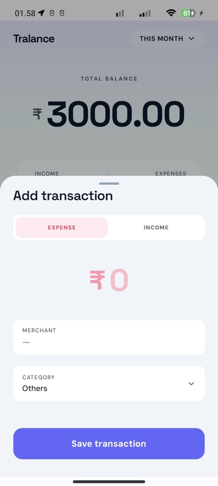 Tralance mobile income & expense management